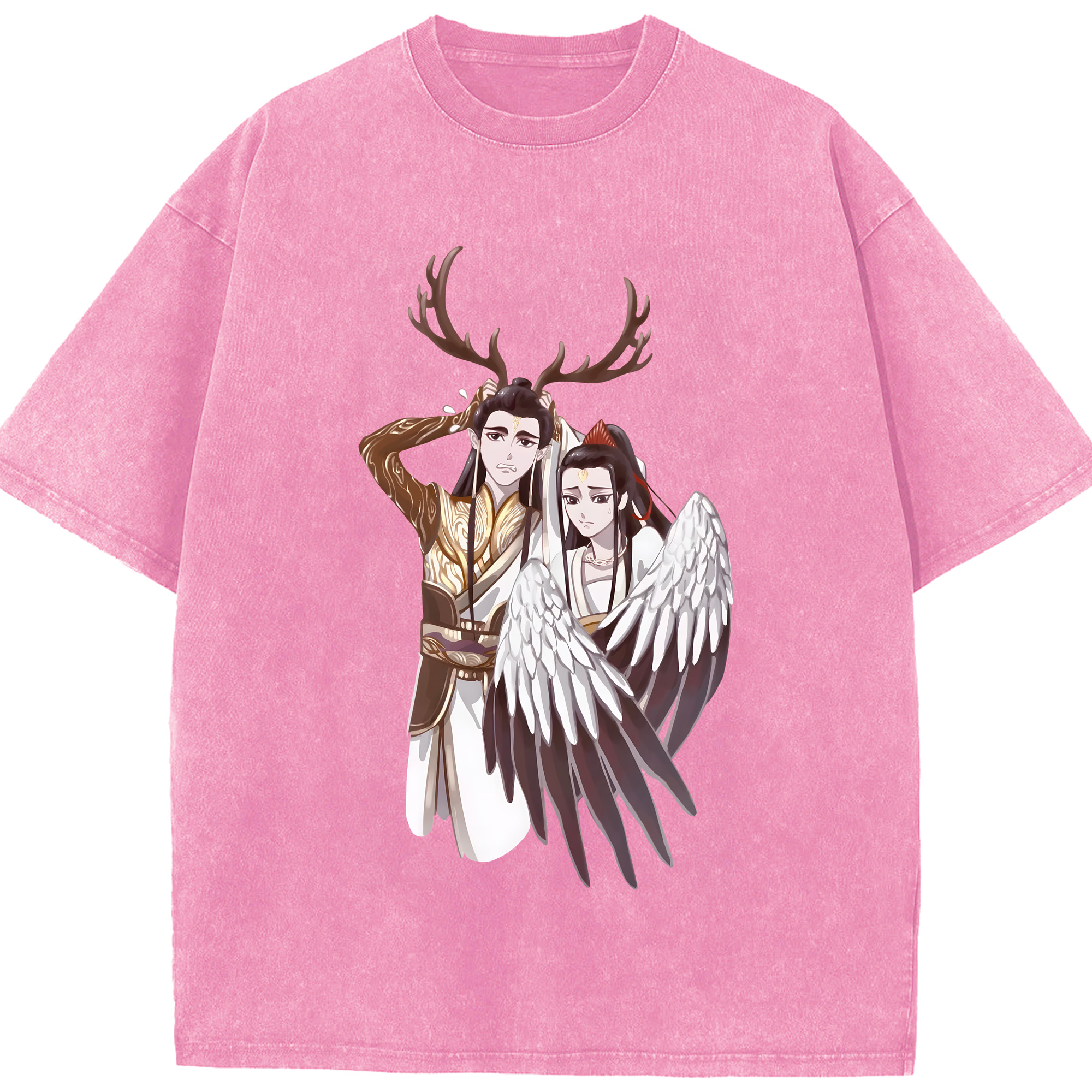 （画像用） Ne Zha 2 ナタ 魔童の大暴れ 綿100% ヴィンテージ風 半袖Tシャツ（フロントプリント）